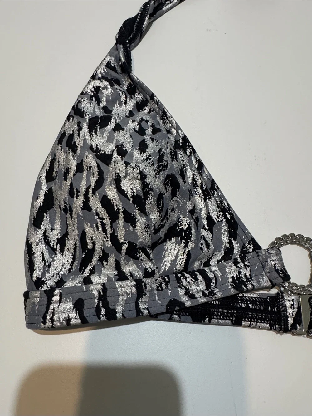 Michael Kors Silver & Black Animal Print Bikini Top NWT size S